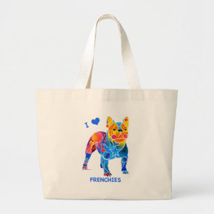 I Love French Bulldogs Grote Tote Bag