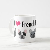 I Love French Bulldogs mok - frenchie gift (Voorkant links)