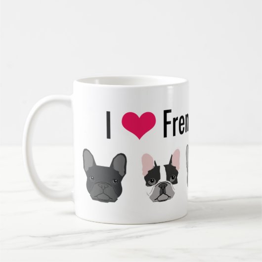 I Love French Bulldogs mok - frenchie gift (Links)