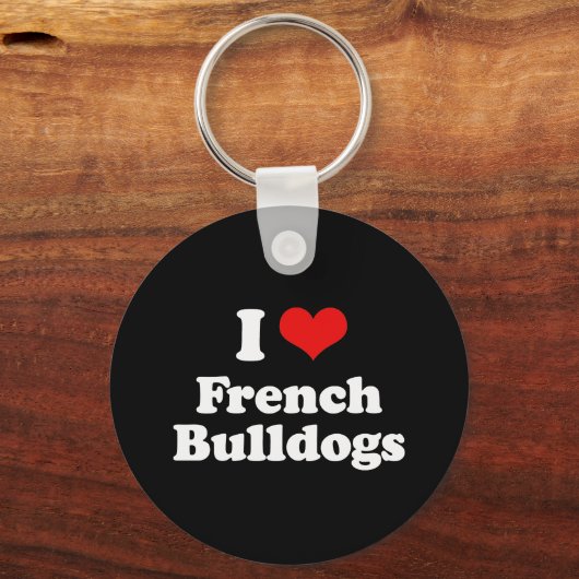 I Love French Bulldogs Sleutelhanger (Voorkant)