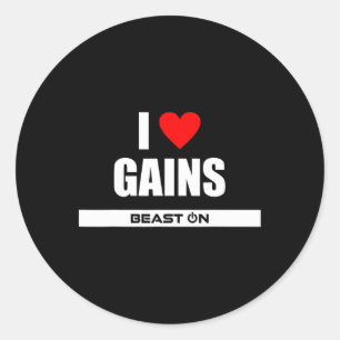 I Love Gains Bodybuilding Gainz Gym Fitness Traini Ronde Sticker