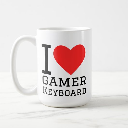 I love gamer keyboard koffiemok (Links)