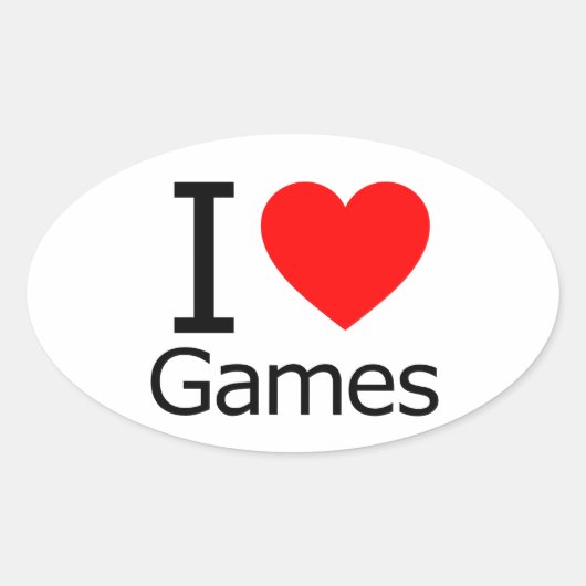 I Love Games Ovale Sticker (Voorkant)