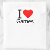I Love Games Ovale Sticker (Tas)