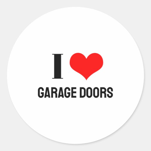 I Love Garage Doors Christmas Red Heart Funny Gift Ronde Sticker (Voorkant)