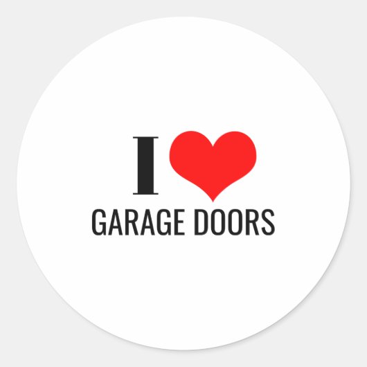 I Love Garage Doors Red Heart Funny Christmas Gift Ronde Sticker (Voorkant)