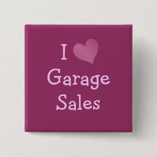 I Love Garage Sales Vierkante Button 5,1 Cm