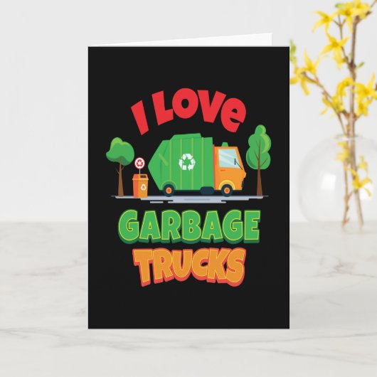 I Love Garbage Trucks Kid Boys Girls Kaart (Gele Bloem)