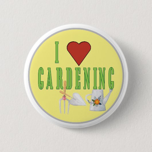 I Love Gardening Illustrated Text Ronde Button 5,7 Cm (Voorkant)