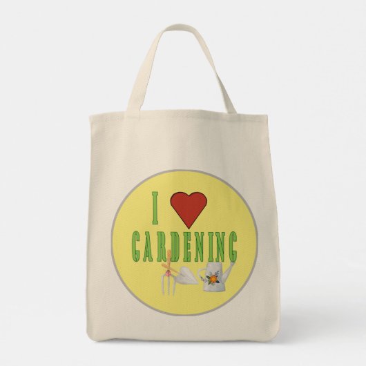 I Love Gardening Illustrated Text Tote Bag (Achterkant)