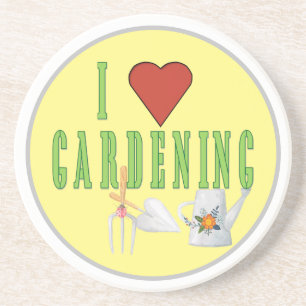 I Love Gardening Illustrated Text Zandsteen Onderzetter