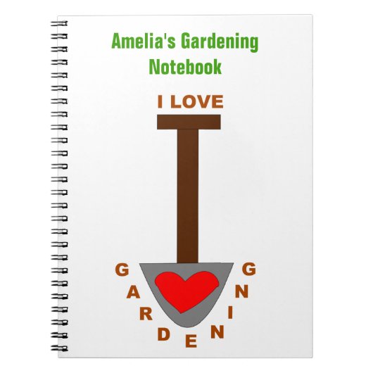 I Love Gardening Spade Custom Notitieboek (Voorkant)