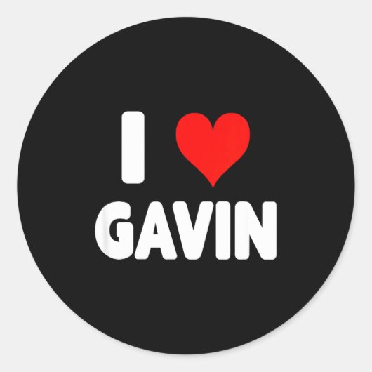 I Love Gavin - Heart  Ronde Sticker (Voorkant)