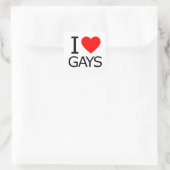 I Love Gays Vierkante Sticker (Tas)