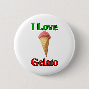 I Love Gelato (Italiaanse ijskap) Ronde Button 5,7 Cm