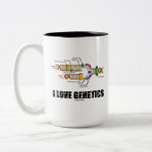 I Love Genetics (DNA Replication) Tweekleurige Koffiemok (Links)