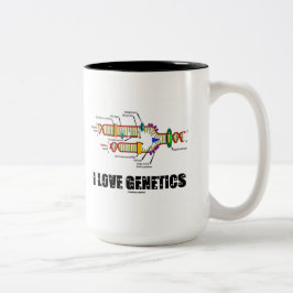 I Love Genetics (DNA Replication) Tweekleurige Koffiemok