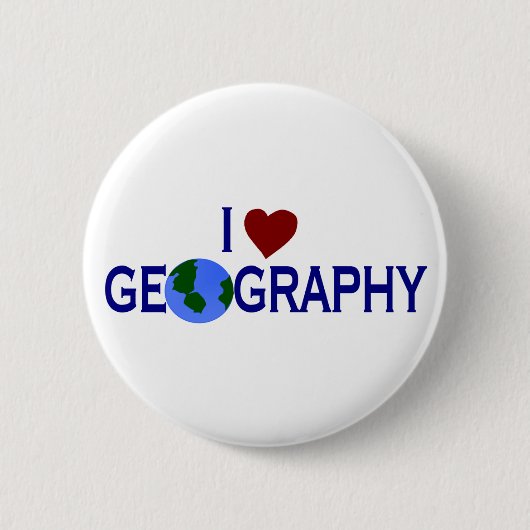I Love Geography Ronde Button 5,7 Cm (Voorkant)