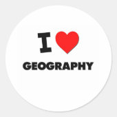 I Love Geography Ronde Sticker (Voorkant)