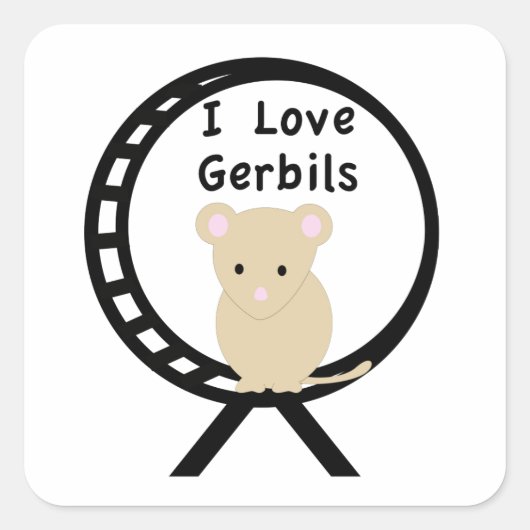 I Love Gerbils Vierkante Sticker (Voorkant)
