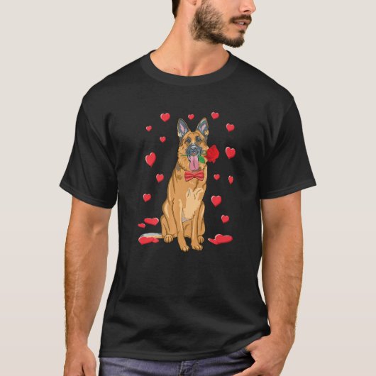 I Love German Shepherd Heart Valentines Day Funny T-shirt (Voorkant)