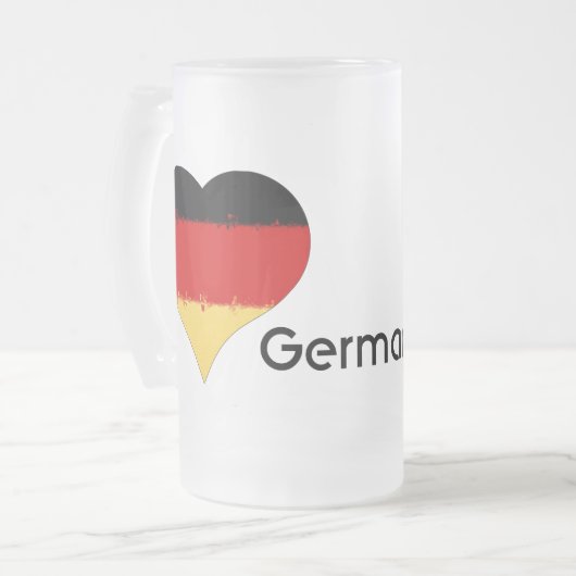 I Love Germany Grunge Heart Flag Design Matglas Bierpul (Voorkant links)