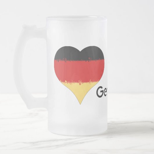 I Love Germany Grunge Heart Flag Design Matglas Bierpul (Links)