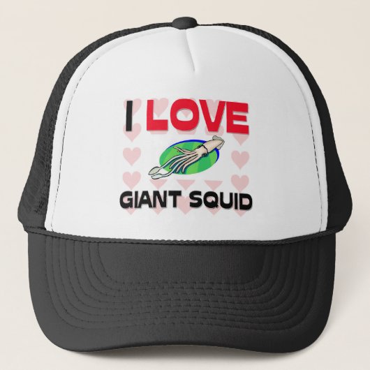 I Love Giant Squid Trucker Pet (Voorkant)