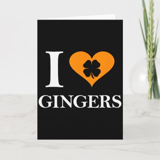 I Love Gingers Heart Shamrock Redhead Lover Shirt  Kaart (Voorkant)