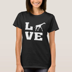 I Love Giraffes Animal Giraffe Silhouette Afbeeldi T-shirt