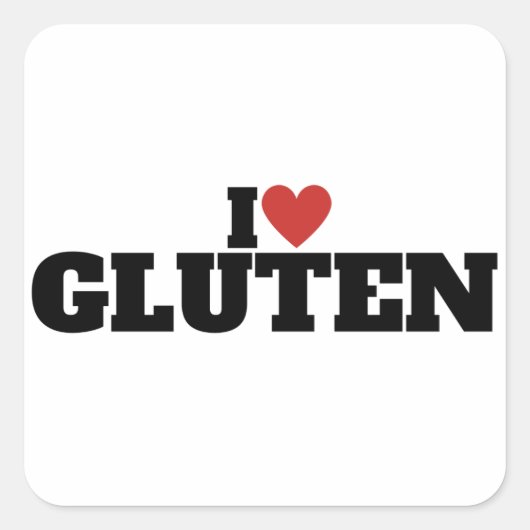I Love Gluten Vierkante Sticker (Voorkant)