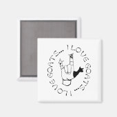 I Love Goats ASL Sign Language Hand Symbol Magneet (Voorkant / Achterkant)