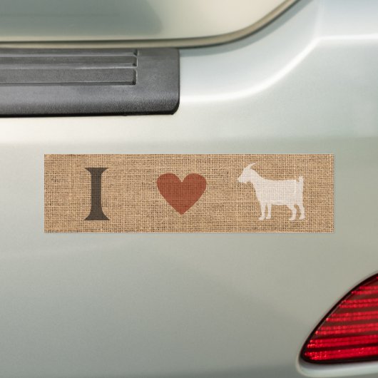 I Love Goats Rustic Burlap Bumpersticker (Op auto)
