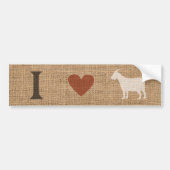 I Love Goats Rustic Burlap Bumpersticker (Voorkant)
