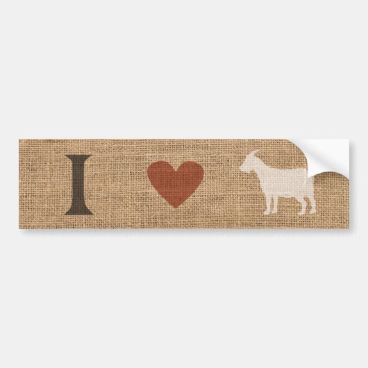 I Love Goats Rustic Burlap Bumpersticker (Voorkant)