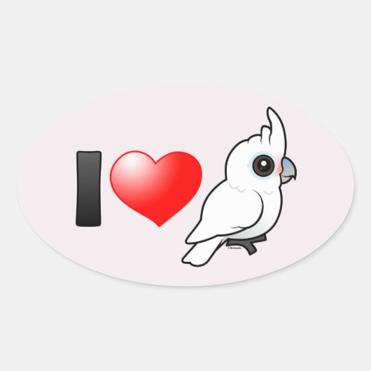 I Love Goffin's Cockatoos Ovale Sticker (Voorkant)