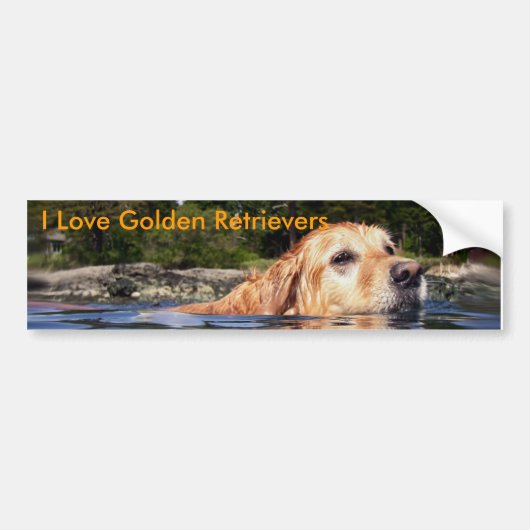 I Love Golden Retrievers - Bumpersticker (Voorkant)