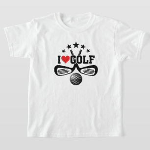 I Love Golf, Crossed Golf Clubs and Golf Ball T-shirt