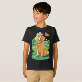 I Love Golf Golf Dog Illustration Golden Retriever T-shirt (Voorkant volledig)