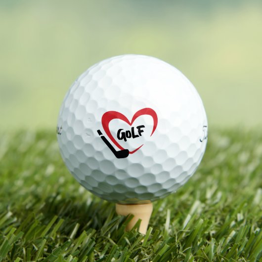 I Love Golf, Name of Loved One, Heart Custom Text Golfballen (Insitu Shirt)