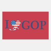 "I Love GOP" Rechthoek Stickers (Voorkant)