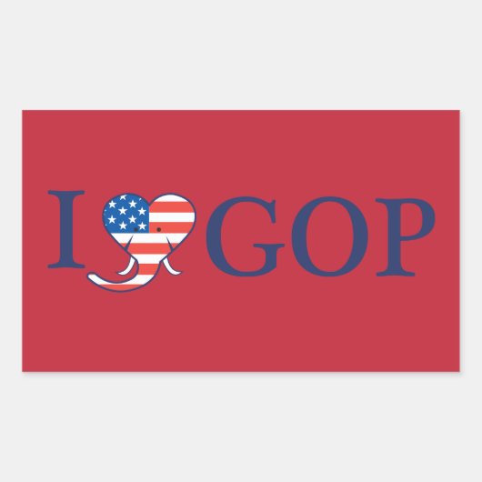 "I Love GOP" Rechthoek Stickers (Voorkant)