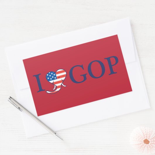 "I Love GOP" Rechthoek Stickers (Envelop)