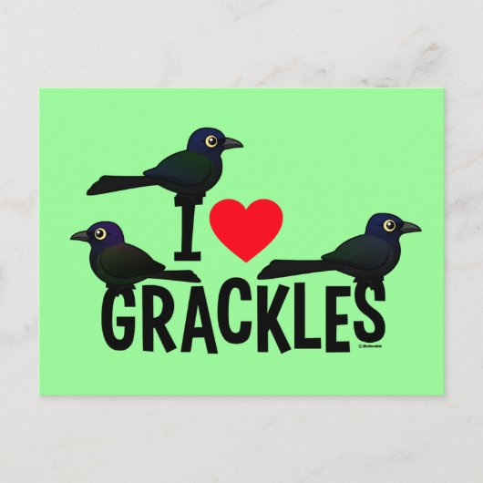 I Love Grackles Briefkaart (Voorkant)