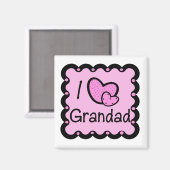 I Love Grandad Cute T-Shirt Magneet (Voorkant / Achterkant)