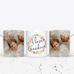 I Love Grandma Custom Photo Mok