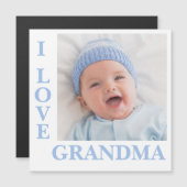 I Love Grandma Typography Photo Magnetic Kaart (Voorkant / Achterkant)
