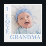 I Love Grandma Typography Photo Magnetic Kaart<br><div class="desc">Sweet-fotokaart met i L-O-V-E Grandma typografie. Voeg je eigen foto- en geboortestatistieken op de achterkant toe. Zo schattig!</div>