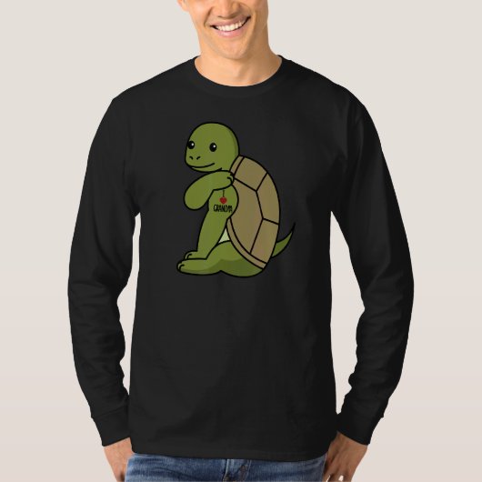 I Love Grandpa Tattoo Tortoise Grandfather Pet T-shirt (Voorkant)