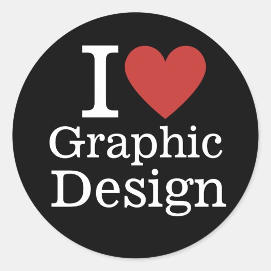 I ❤️ Love Graphic Design voor student / faculteit Ronde Sticker (Voorkant)